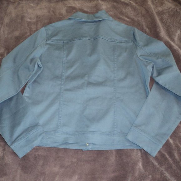Susan Graver Women's Small Jacket Coat Cotton  Blue Unlined - Picture 6 of 8